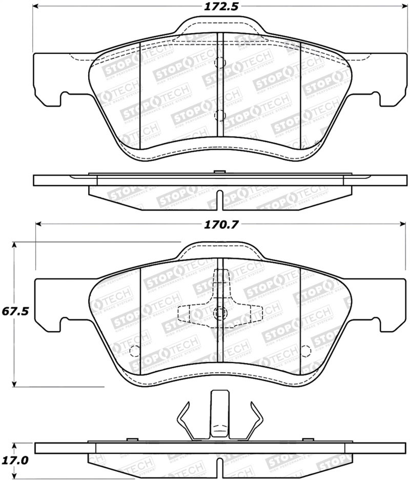 Stoptech 308.10473 | StopTech Street Brake Pads Mercury Mariner Phenolic Piston, Front; 2009-2011