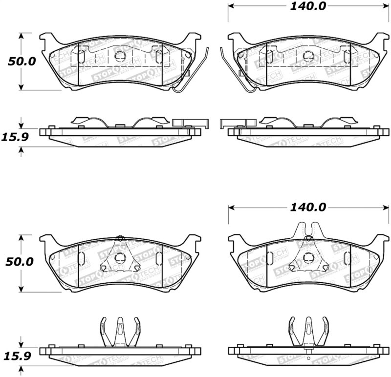 Stoptech 308.08750 | StopTech Street Brake Pads Mercedes-Benz ML350, Rear; 2003-2005