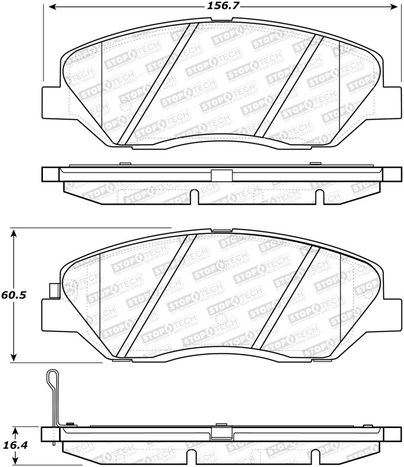 Stoptech 308.12020 | StopTech Street Brake Pads Hyundai Santa Fe XL, Front; 2013-2015