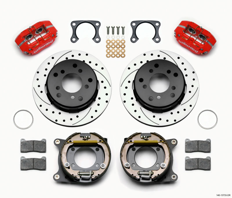 Wilwood 140-13733-dr | Dynapro Lug Mount P/S Park Brake Kit Drilled Red Big Ford 2.00in Off Bronco 5 x 5.50; 1965-1977