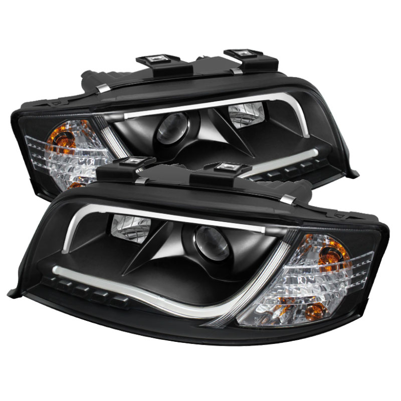 SPYDER 5071873 | Spyder Audi A6 Projector Headlights - Halogen Model Only ( Not Compatible with Xenon/HID Model ) Light Tube DRL - Black - High H1 (Included) - Low H1 (Included); 2002-2004