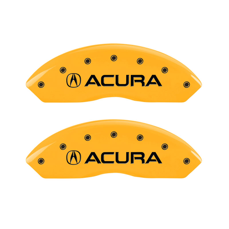 MGP 39005SRSXYL | 4 Caliper Covers Engraved Front Acura Rear RSX Yellow Finish Black Char 2002 Acura RSX; 2002-2006