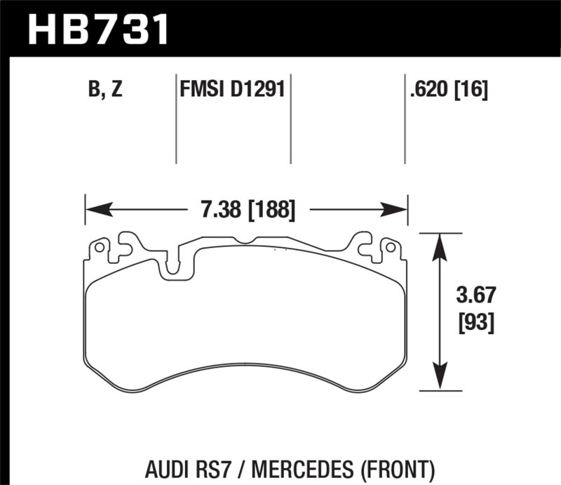 Hawk Performance HB731Z.620 | Hawk 13-16 Mercedes SL Class / 16-17 Audi RS7 Performance Ceramic Front Brake Pads; 2013-2016