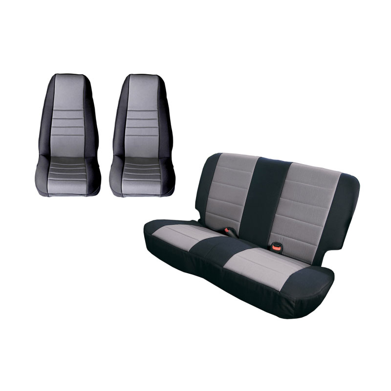 Rugged Ridge 13290.09 | Seat Cover Kit Black/Gray 80-90 Jeep CJ/YJ; 1980-1990