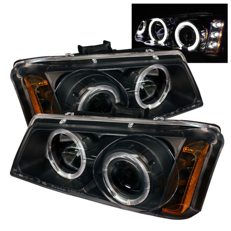 SPYDER 5009456 | Spyder Chevrolet Silverado 1500/2500/3500 Halo LED ( Replaceable LEDs ) Projector Headlights - Black - (PRO-YD-CS03-AM-BK); 2003-2006