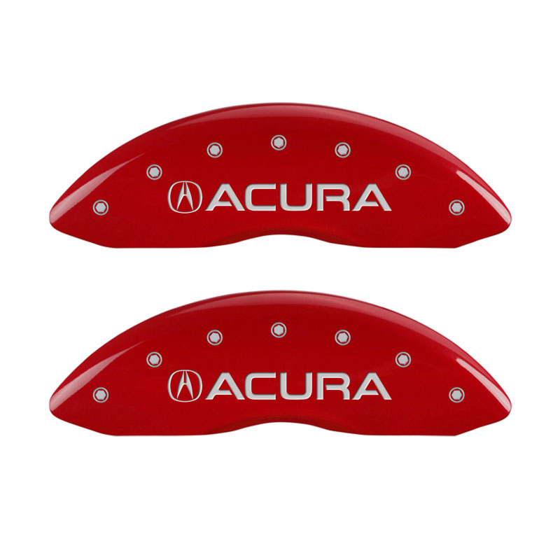 MGP 39022SACURD | 4 Caliper Covers Engraved Front & Rear Acura Red Finish Silver Char 2017 Acura RDX; 2016-2018