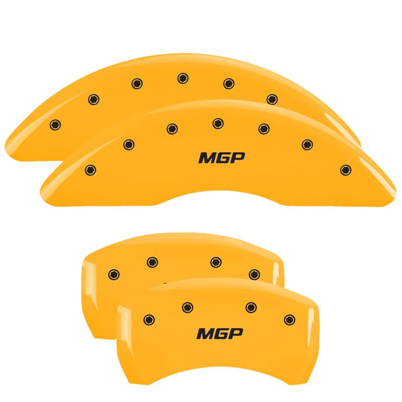 MGP 35008SMGPYL | MGP 4 Caliper Covers Engraved Front & Rear MGP Yellow finish black ch; 2013-2016