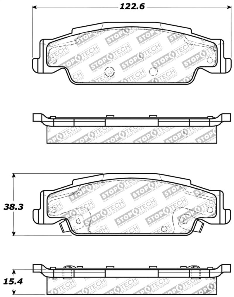 Stoptech 309.09220 | StopTech Sport Brake Pads Cadillac STS 303mm Front Disc, Rear; 2006-2008