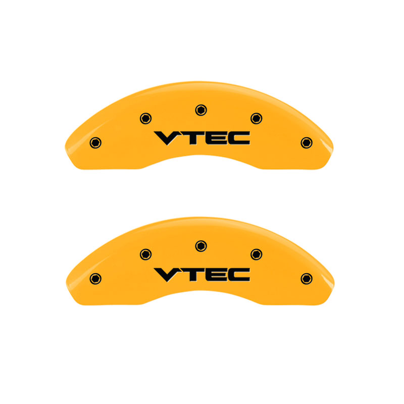 MGP 39008SVTCYL | 4 Caliper Covers Engraved Front & Rear Vtech Yellow Finish Black Char 2005 Acura NSX; 2003-2004