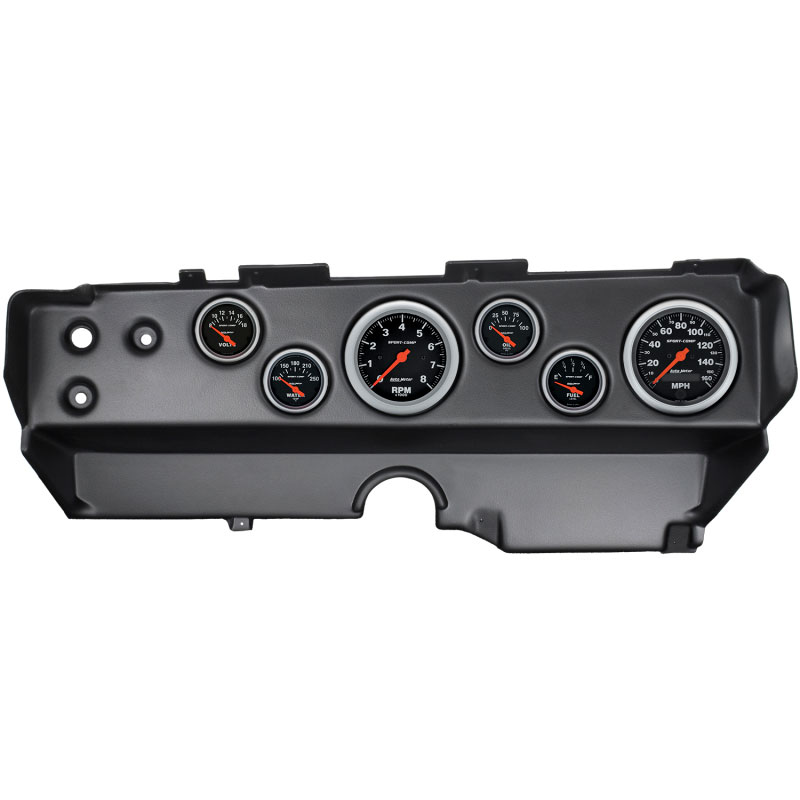 AutoMeter 7029-SC | Autometer Sport-Comp 70-74 E-Body/Cuda/Challenger Dash Kit 6pc Tach / MPH / Fuel / Oil / WTMP / Volt; 1970-1974