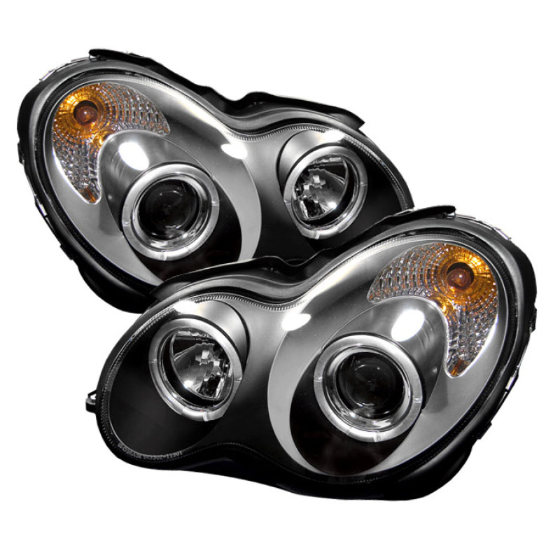 SPYDER 5011251 | Spyder Mercedes Benz W203 C-Class ( 4 Door Only ) Halo Projector Headlights - Black - (PRO-YD-MBW203-HL-BK); 2001-2005