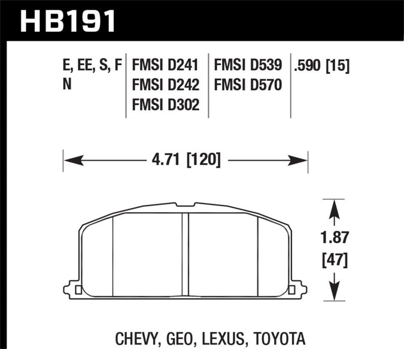 Hawk Performance hb191d590 | Hawk 1985 Chevrolet Nova Front ER-1 Brake Pads; 1985-1985