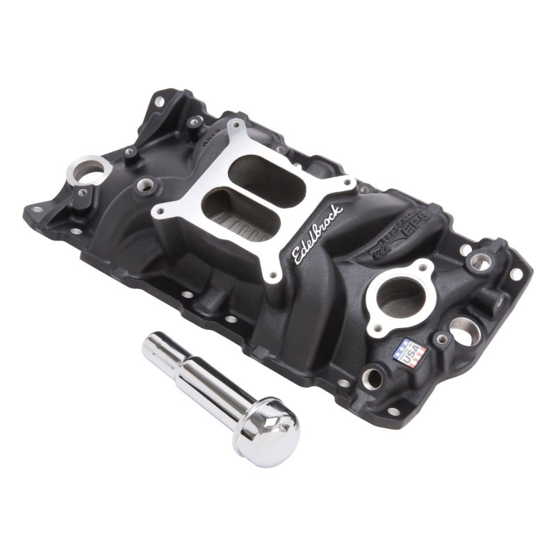 Edelbrock 27033 | Intake Manifold Perf Eps SBC w/ Oil Fill Tube and Breather Black