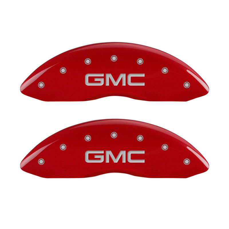 MGP 34213FGMCRD | 2 Caliper Covers Engraved Front GMC Red Finish Silver Characters 2008 GMC Canyon; 2004-2005