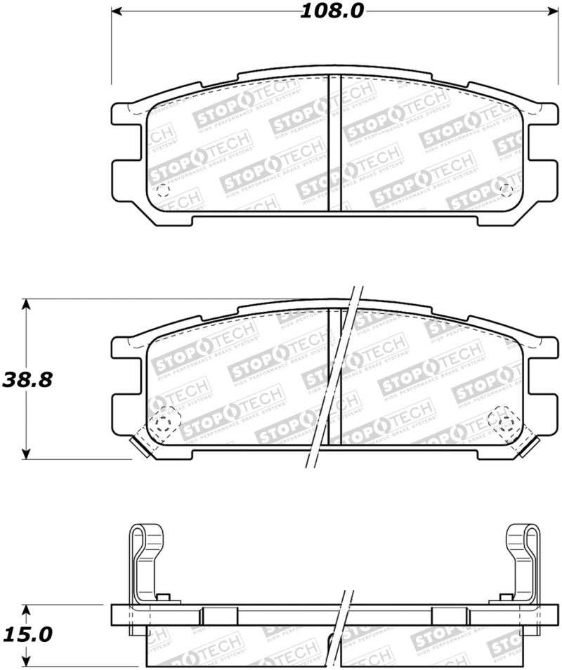 Stoptech 308.04711 | StopTech Street Brake Pads Subaru Legacy, Rear; 1991-1994