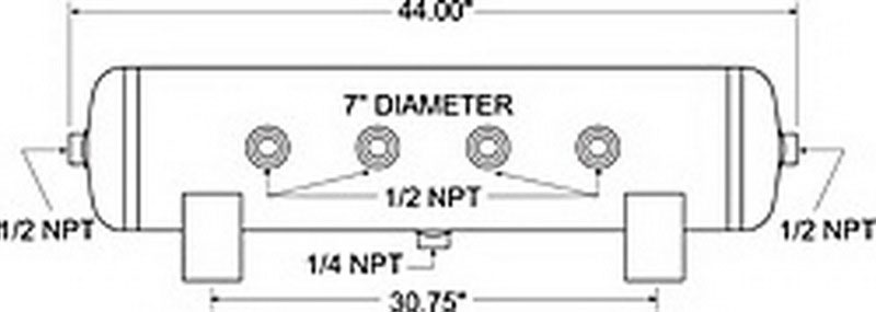 Firestone 9277 | Air Tank 20 Gallon 12in. x 44in. (6) 1/2in. NPT Ports 150 PSI Max - Black (WR17609277)