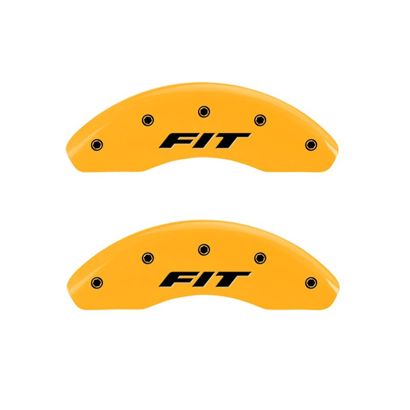 MGP 20208FFITYL | Front set 2 Caliper Covers Engraved Front FIT Yellow finish black ch; 2009-2019