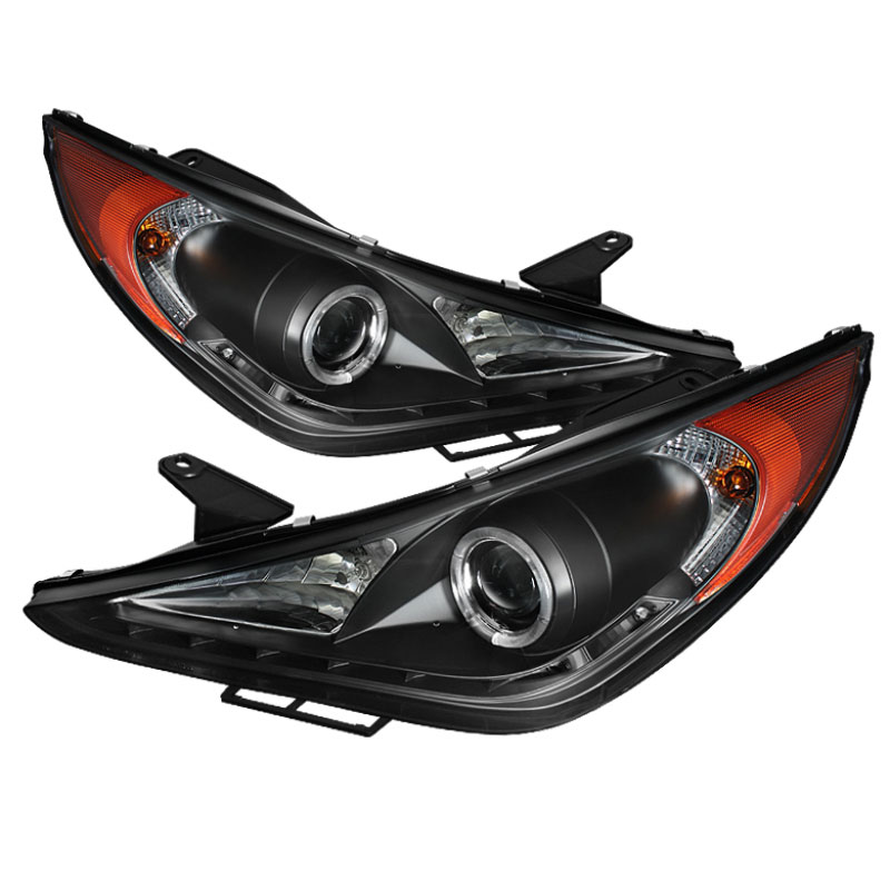 SPYDER 5042477 | Spyder Hyundai Sonata Halo DRL LED Projector Headlights - Black - (PRO-YD-HYSON11-DRL-BK); 2011-2013