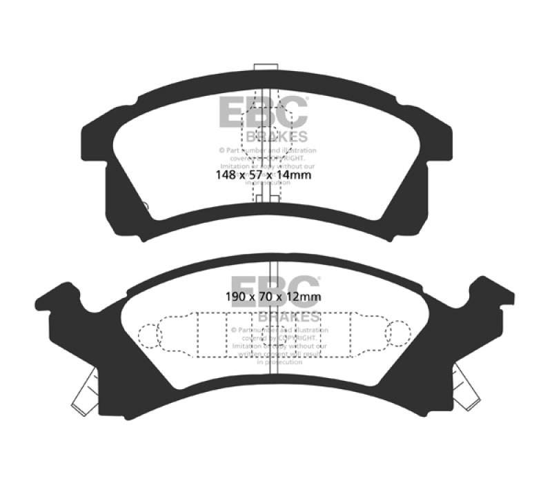 EBC dp21174 | 91-95 Buick Skylark 2.3 Greenstuff Front Brake Pads; 1991-1995