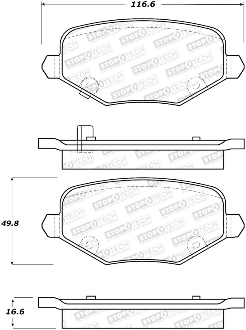 Stoptech 308.17190 | StopTech Street Brake Pads Dodge Journey SXT Premium 302mm Front Disc, Rear; 2012-2012