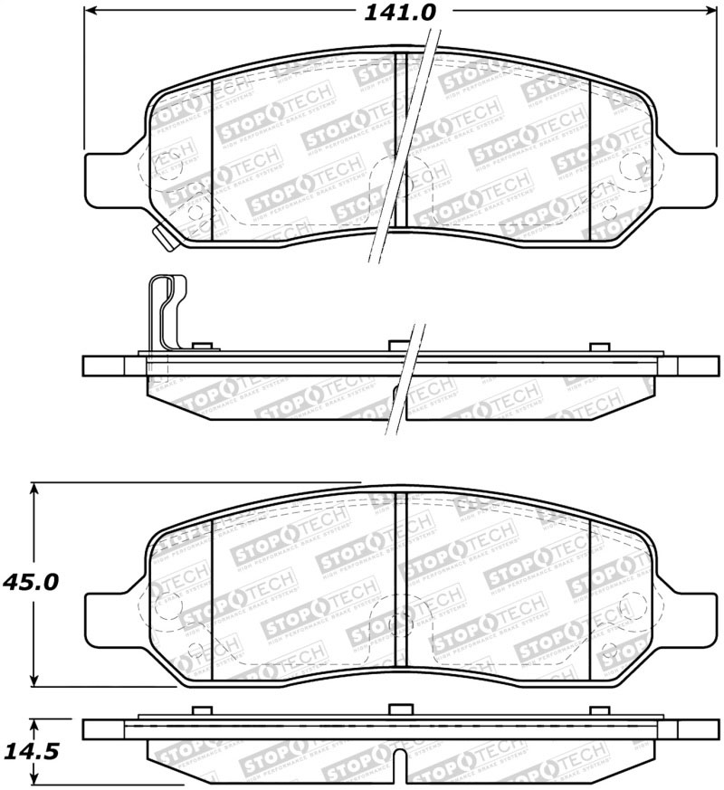 Stoptech 308.11720 | StopTech Street Brake Pads Cadillac DTS exc Hearse & Limo, Rear; 2006-2011