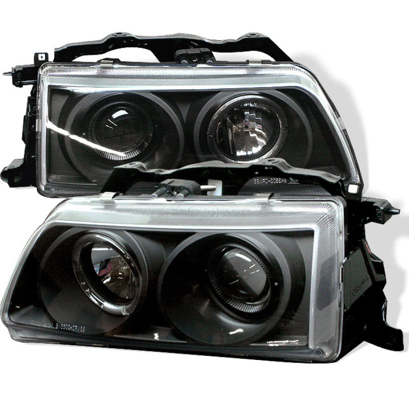 SPYDER 5010827 | Spyder Honda Civic Halo Projector Headlights - Black - (PRO-YD-HC90-HL-BK); 1990-1991