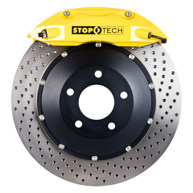 Stoptech 83.160.0047.82 | StopTech BMW M3 Big Brake Kit ST-40 Yellow Calipers & 2-Piece No Coating Drilled Rotors, Rear; 2008-2013