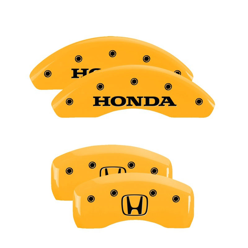 MGP 20218SHOHYL | 4 Caliper Covers Engraved Front Honda Engraved Rear H Logo Yellow finish black ch; 2016-2021