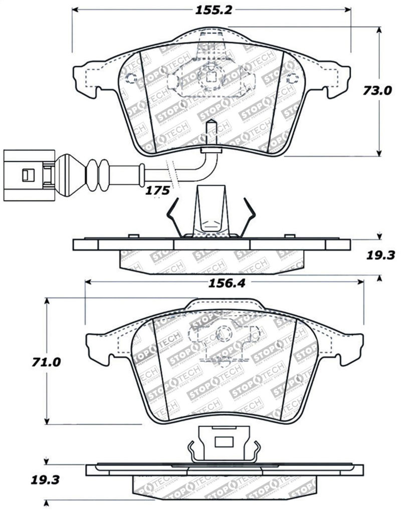 Stoptech 308.09153 | StopTech Street Brake Pads Volkswagen CC, Front; 2010-2011