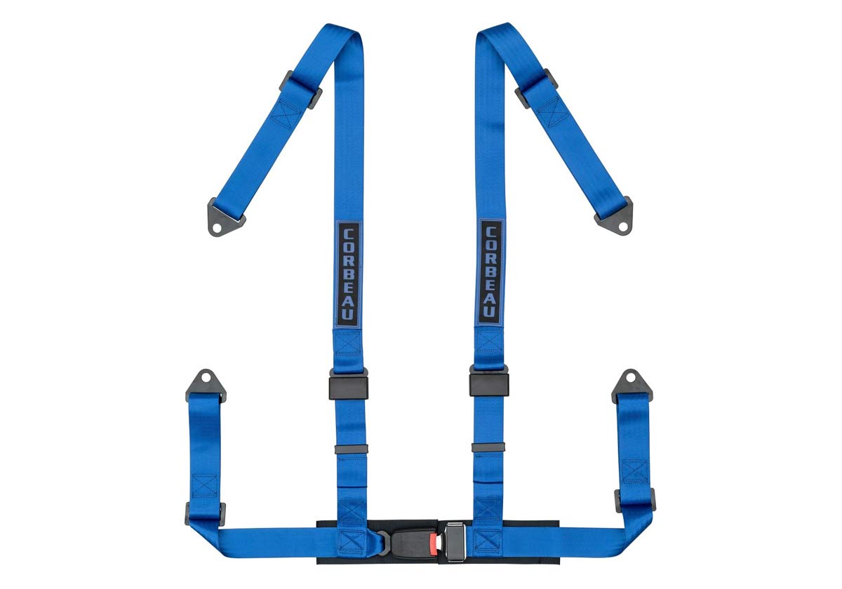 Corbeau 44005B | 2 Inch Harness Belt 4-point Single Release Bolt-in - Blue