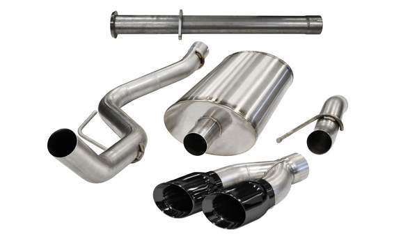 CORSA Performance 14759BLK | CORSA F-150 Cat-Back Exhaust Raptor SuperCab 6.2L V8 Xtreme - 3 Inch Single Side Exit with Twin 4 Inch Black Pro-Series Tips; 2011-2014