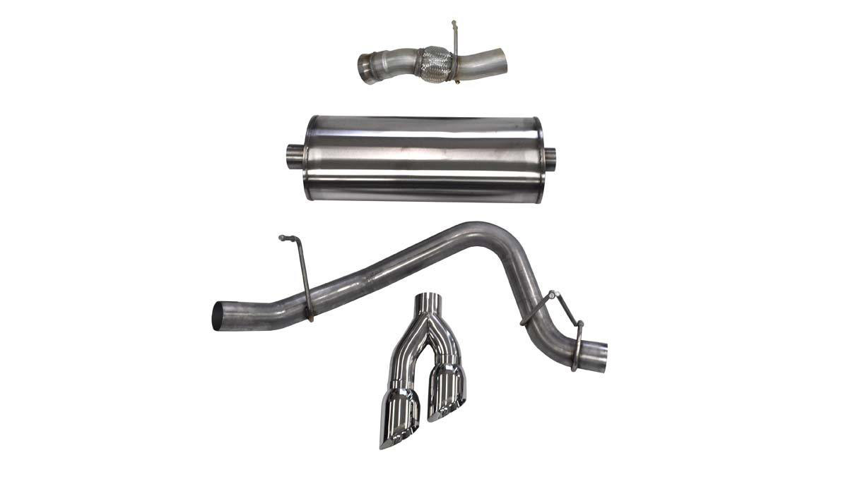 CORSA Performance 14826 | CORSA Escalade Cat-Back Exhaust 6.2L 3 Inch Single Rear Exit with Twin 4 Inch Pro-Series Tips - Sport; 2015-2019