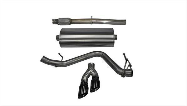 CORSA Performance 14873BLK | CORSA GMC Sierra 1500 Cat-Back Exhaust CC/SB DC/SB 5.3L V8 Sport 3 Inch Single Side Exit with Twin 4 Inch Black Pro-Series Tips; 2014-2018