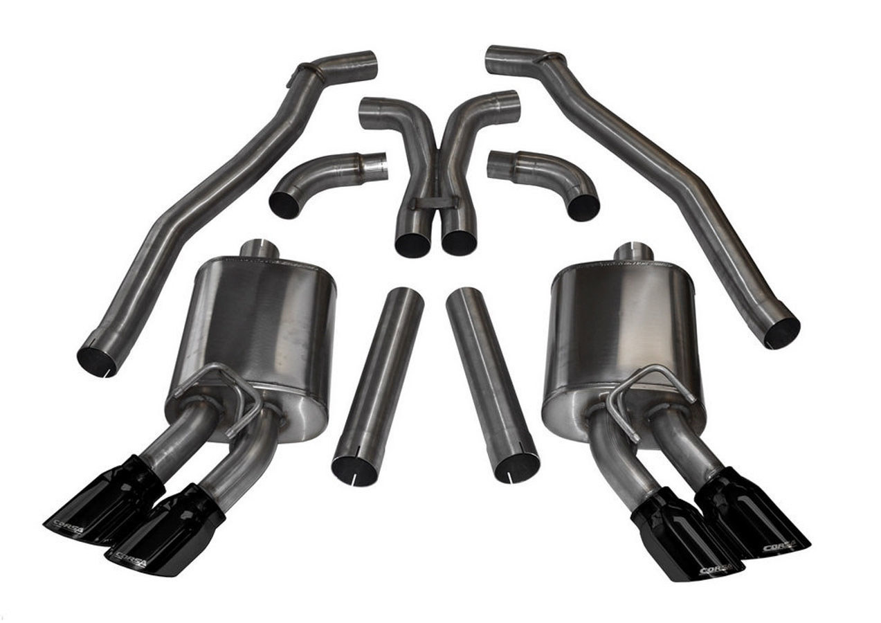 CORSA Performance 14971BLK | Corsa Camaro ZL1 Sport, Cat-Back System with XO-Crossover, Twin 4 Inch Black Pro-Series Tips; 2012-2015