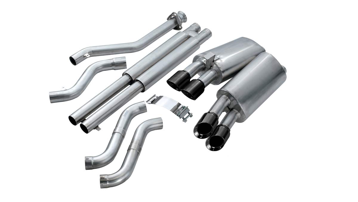 CORSA Performance 14117BLK | CORSA Corvette Cat-Back Exhaust C4 ZR1 5.7L V8 LT5 Sport - 2.5 Inch Dual Rear Exit with Twin 3.5 Inch Black Pro-Series Tips; 1990-1995