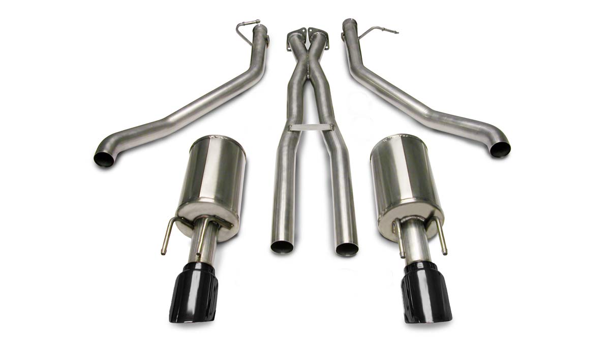 CORSA Performance 14189BLK | CORSA Pontiac GTO Cat-Back + XO Exhaust 6.0L V8 Sport - 2.5 Inch Cat-Back + XO, Dual Rear Exit with Single 4 Inch Black Pro-Series Tips; 2005-2006