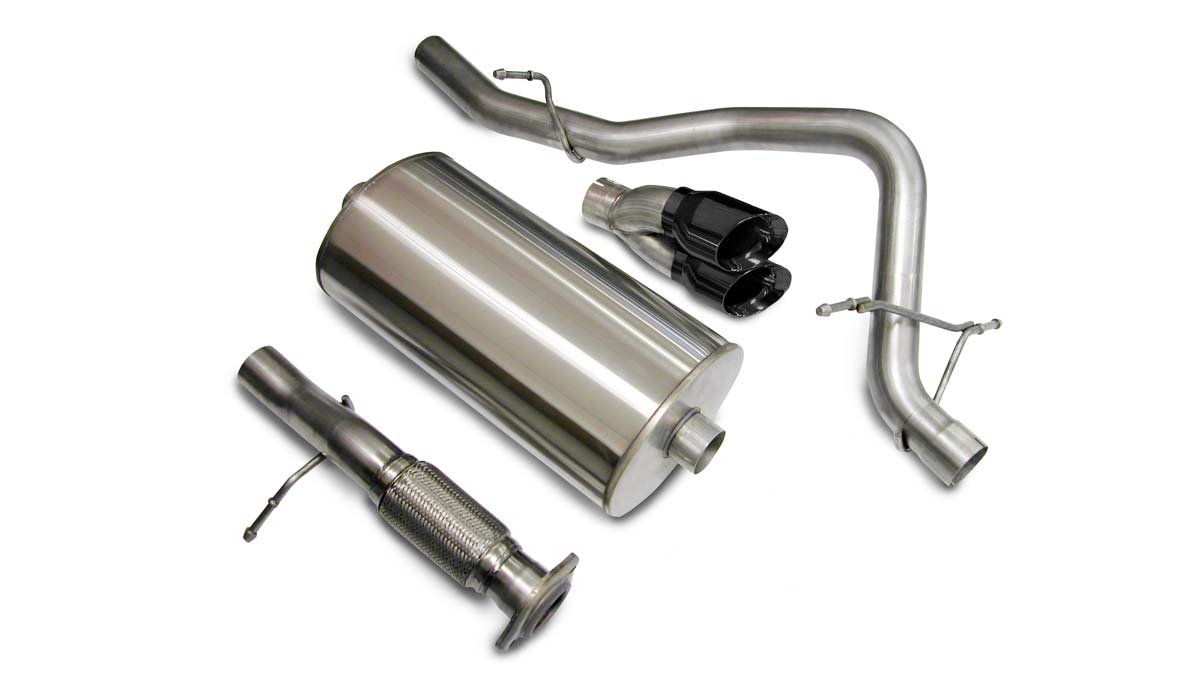 CORSA Performance 14207BLK | CORSA Tahoe Cat-Back Exhaust 5.3L V8 Sport - 3 Inch Single Rear Exit with Twin 4 Inch Black Pro-Series Tips; 2007-2008