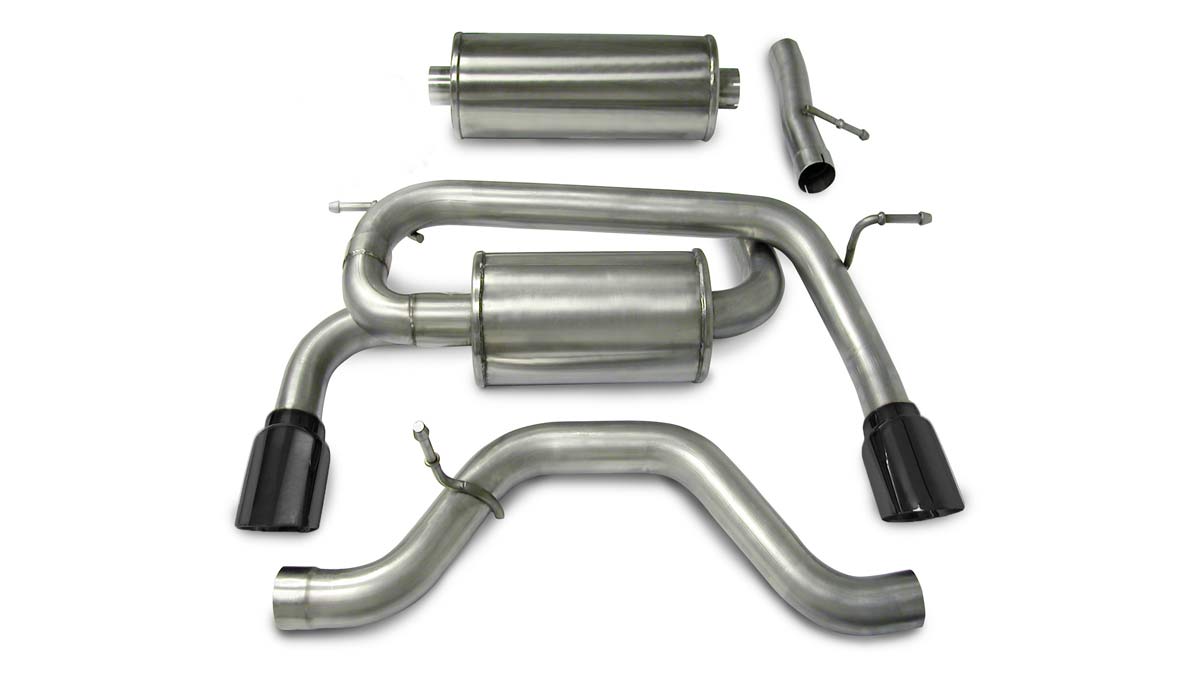 CORSA Performance 14212BLK | CORSA Hummer H3 Cat-Back Exhaust 3.5L Sport - 3 Inch Dual Rear Exit with Single 4 Inch Black Pro-Series Tips; 2006-2008