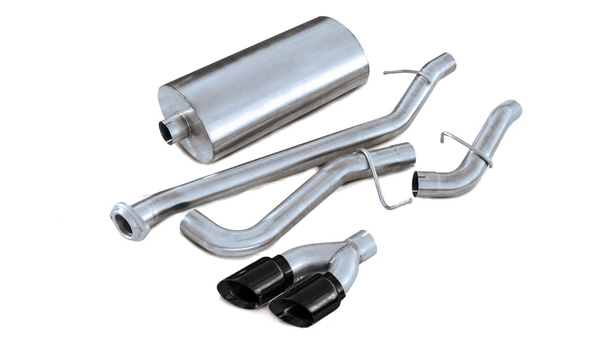 CORSA Performance 14237BLK | CORSA Suburban Cat-Back Exhaust Z71 5.3L V8 Sport - 3 Inch Single Side Exit with Twin 4 Inch Black Pro-Series Tips; 2002-2006