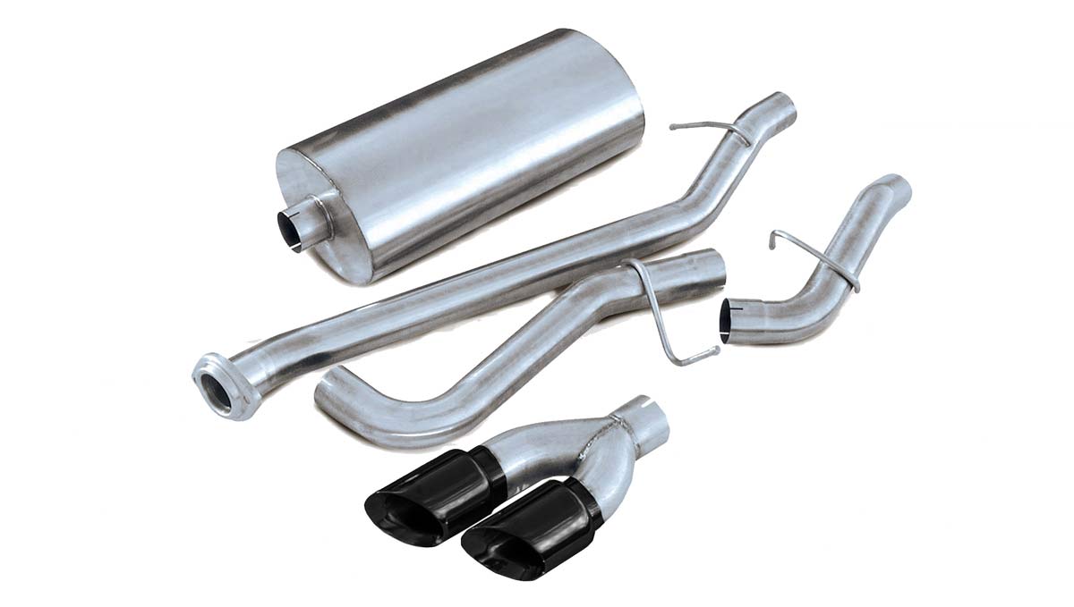 CORSA Performance 14250BLK | CORSA Avalanche Cat-Back Exhaust 5.3L V8 Sport - 3 Inch Single Side Exit with Twin 4 Inch Black Pro-Series Tips; 2002-2006