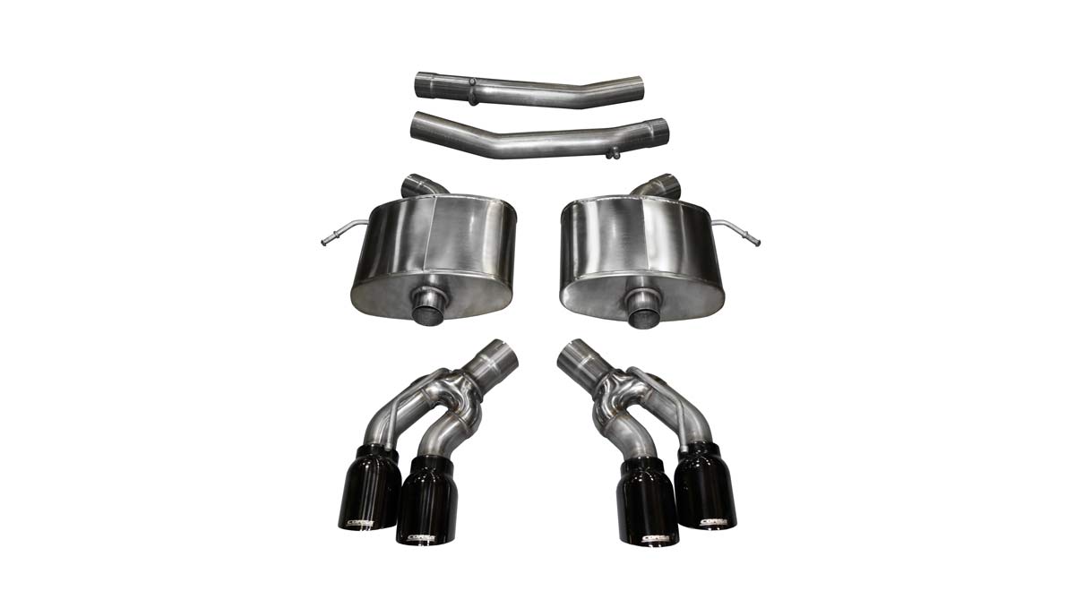 CORSA Performance 14358BLK | Corsa Cadillac CTS-V Axle-back System, Dual Rear Exit w/ 4in Black Tips - Extreme Edition; 2016-2019