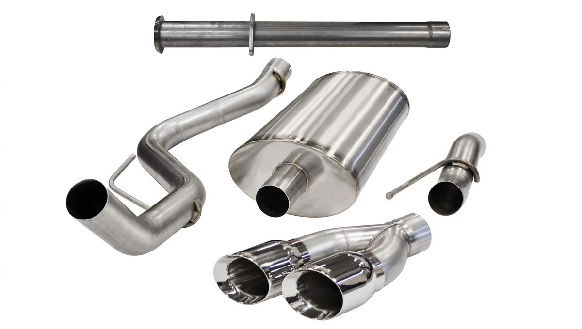 CORSA Performance 14759 | CORSA F-150 Cat-Back Exhaust Raptor SuperCab 6.2L V8 Xtreme - 3 Inch Single Side Exit with Twin 4 Inch Polished Pro-Series Tips; 2011-2014