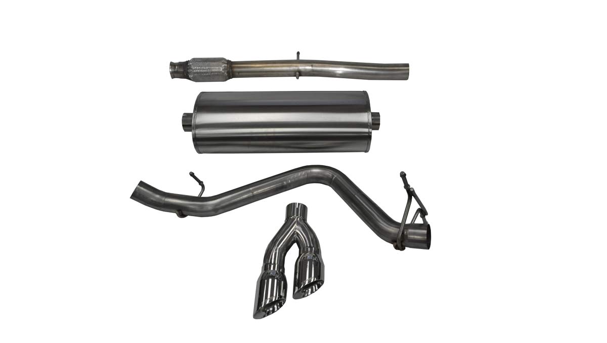 CORSA Performance 14874 | CORSA Silverado 1500 Cat-Back Exhaust Crew Cab/Standard Bed 5.3L V8 Sport 3 Inch Single Side Exit with Twin 4 Inch Polished Pro-Series Tips; 2014-2018