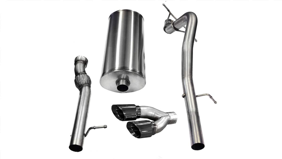 CORSA Performance 14882BLK | CORSA Cadillac Escalade Cat-Back Exhaust EXT 6.2L V8 Sport - 3 Inch Single Side Exit with Twin 4 Inch Black Pro-Series Tips; 2011-2014