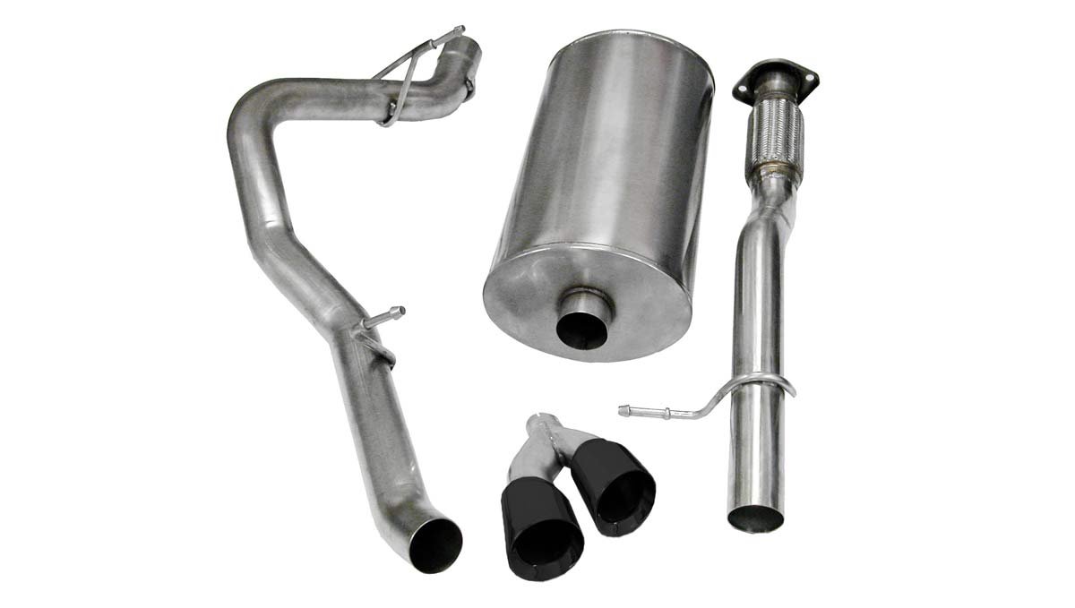 CORSA Performance 14914BLK | CORSA Avalanche Cat-Back Exhaust 5.3L V8 Sport - 3 Inch Single Side Exit with Twin 4 Inch Black Pro-Series Tips; 2009-2013