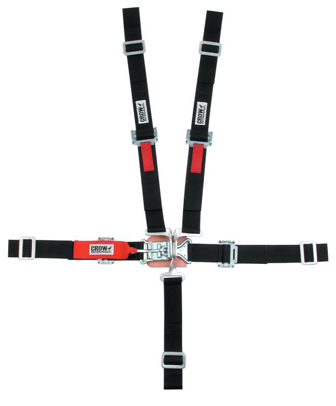 Crow Safety Gear 11184 | CROW SAFETY GEAR 5 Point L&L 2in Lap Belt Pull Down Black SFI16.2