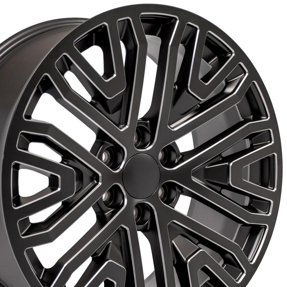 OE Wheels cv37-22090-6550-28b1m | 22 Replica Wheel CV37 GMC Sierra Rim 22x9 Black Milled Wheel GMC Yukon 1992-2022; 1992-2022