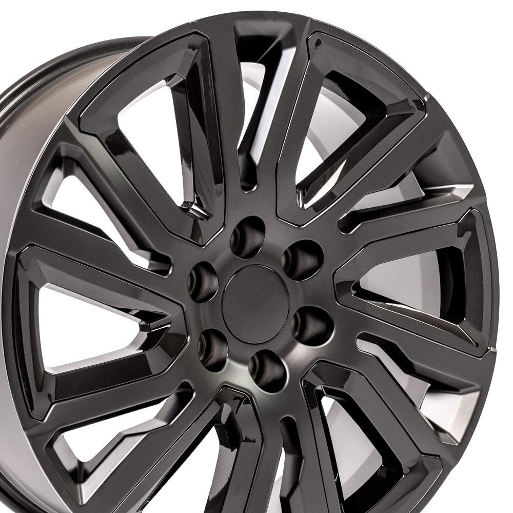 OE Wheels cv39-22090-6550-28b1-ib | 22 Replica Wheel CV39 GMC Sierra Rim 22x9 Satin w/Black Wheel Chevrolet Suburban 1500 1988-2022; 1988-2022