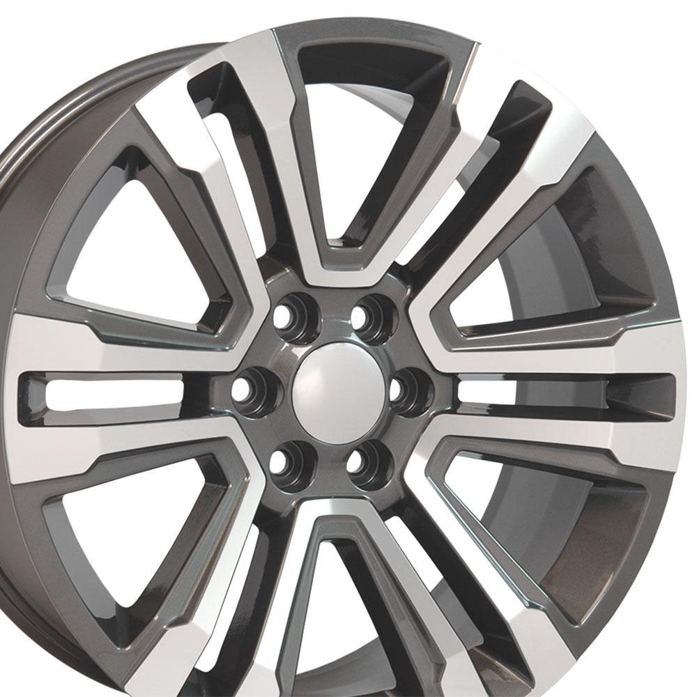 OE Wheels cv44-22090-6550-24mhb | 22 Replica Wheel CV44 Yukon Rim 22x9 Hyper Machd Wheel Chevrolet Suburban 1500 1988-2020; 1988-2020