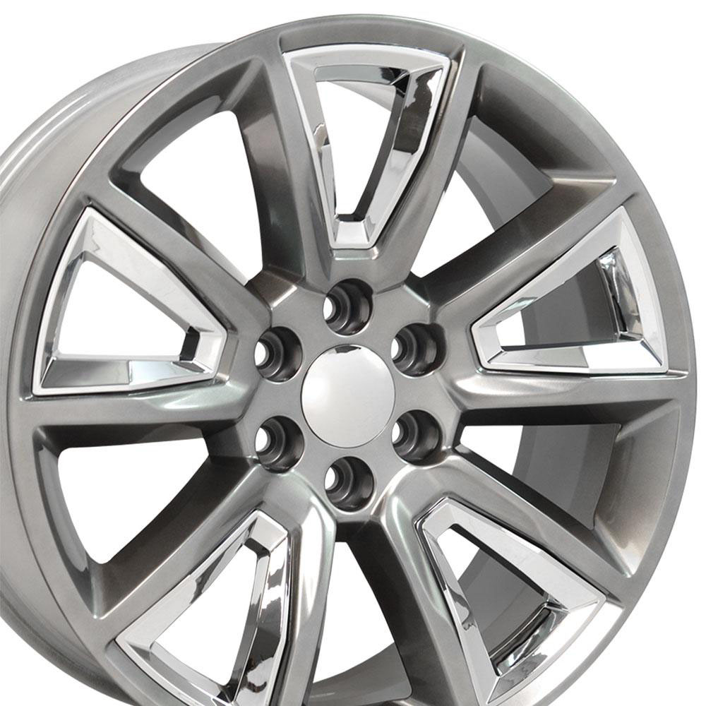 OE Wheels cv73b-22090-6550-24hb-ic | 22 Replica Wheel CV73B Tahoe Rim 22x9 Hyper w/Chrome Wheel Chevrolet Suburban 1500 1988-2020; 1988-2020